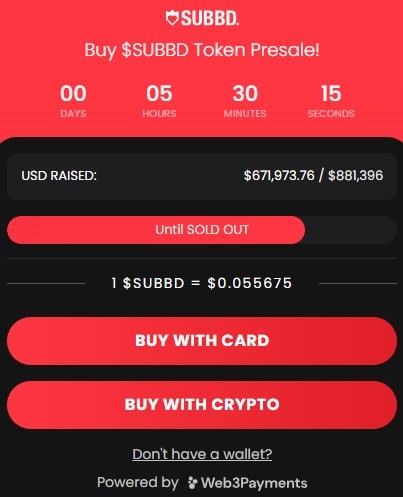 SUBBD presale widget