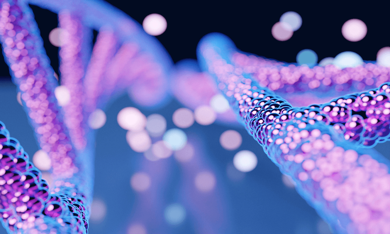 3D illustration of a Abstract 3D polygonal wireframe DNA molecule