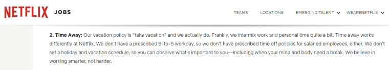 netflix vacation policy