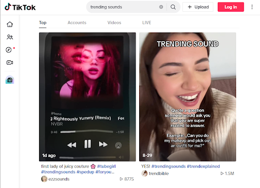 tiktok trending sound page